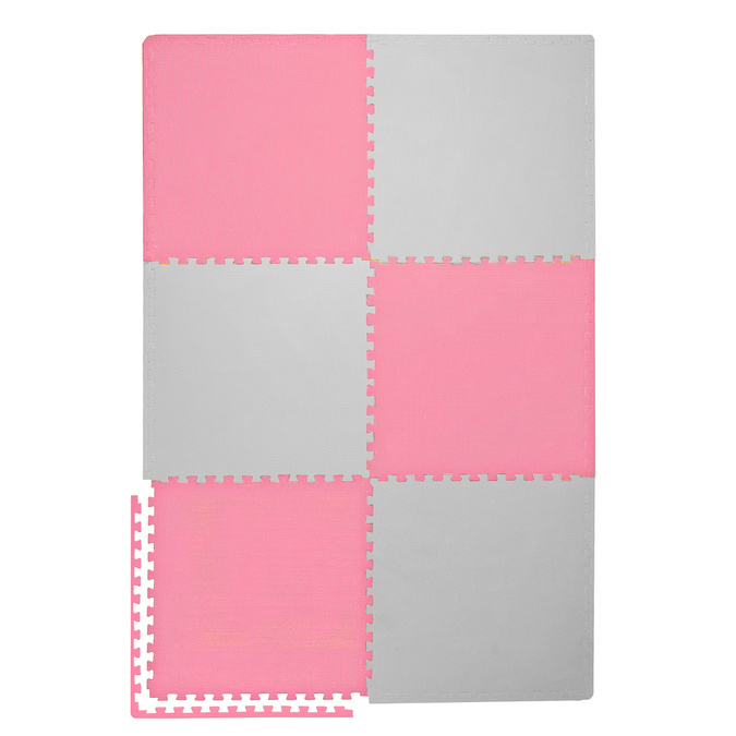Foam floor puzzle mat 2cm (60x60cm) - Grey - Pink