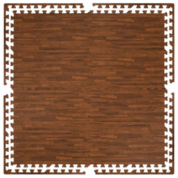 Wood-look foam floor mat 1cm (60x60cm) - Dark Wood