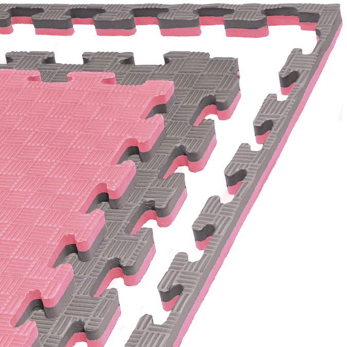 Foam floor puzzle mat PRO 2cm (100x100cm) - Grey - Pink