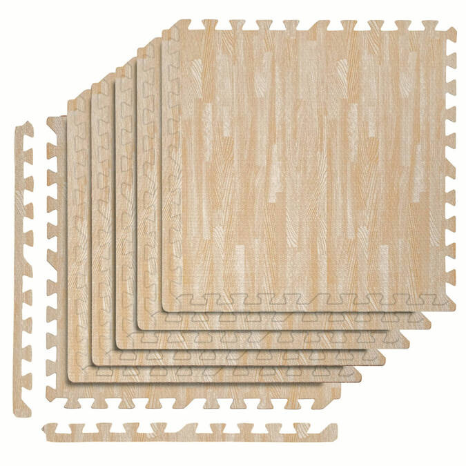 Zestaw 6szt | Mata podłogowa 1cm (60x60cm) - Drewno Białe