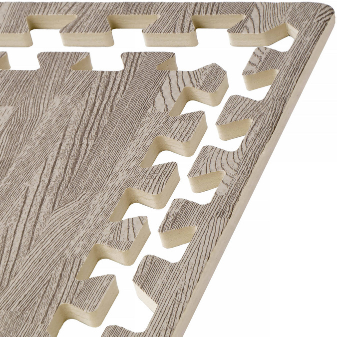 Wood-look foam floor mat 1cm (60x60cm) - Grey Wood