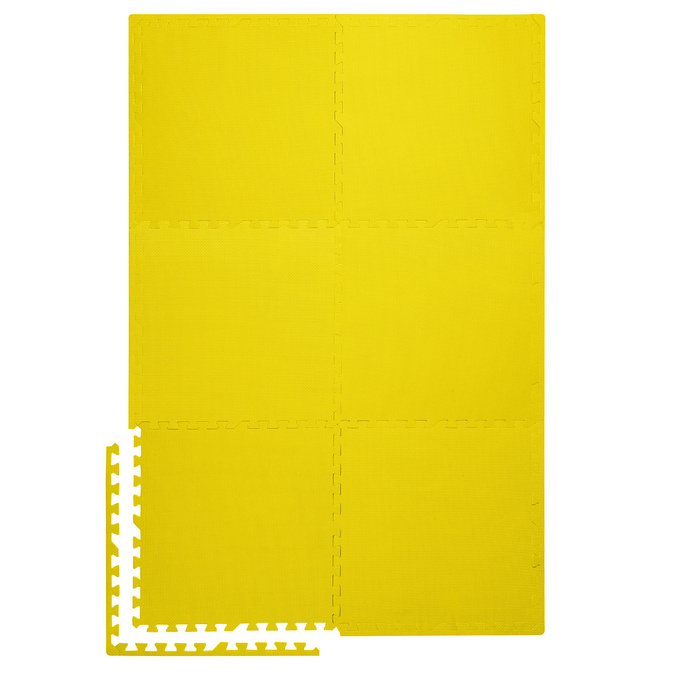 Set of 6 pcs | Foam floor puzzle mat 1cm (60x60cm) - Yellow