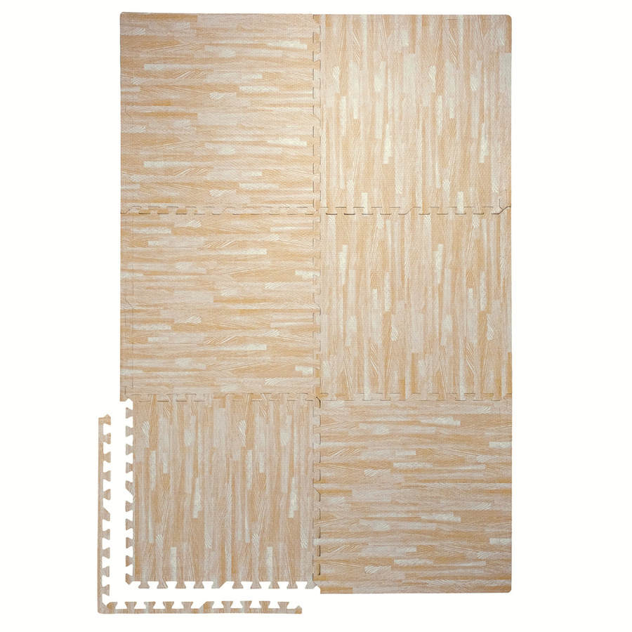 Zestaw 6szt | Mata podłogowa 1cm (60x60cm) - Drewno Białe