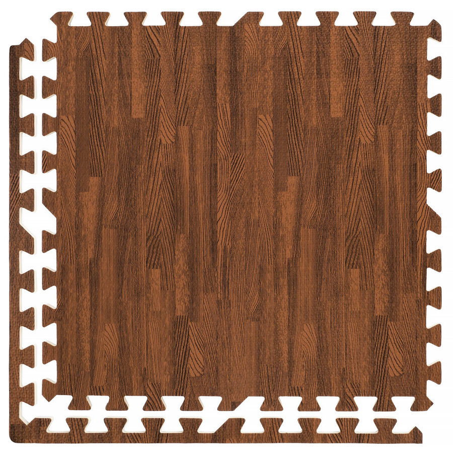 Wood-look foam floor mat 1cm (60x60cm) - Dark Wood