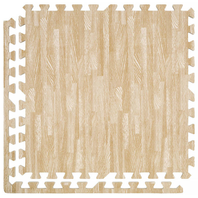 Wood-look foam floor mat 1cm (60x60cm) - White Wood