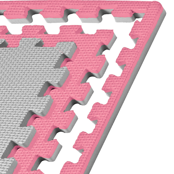 Foam floor puzzle mat 2cm (60x60cm) - Grey - Pink